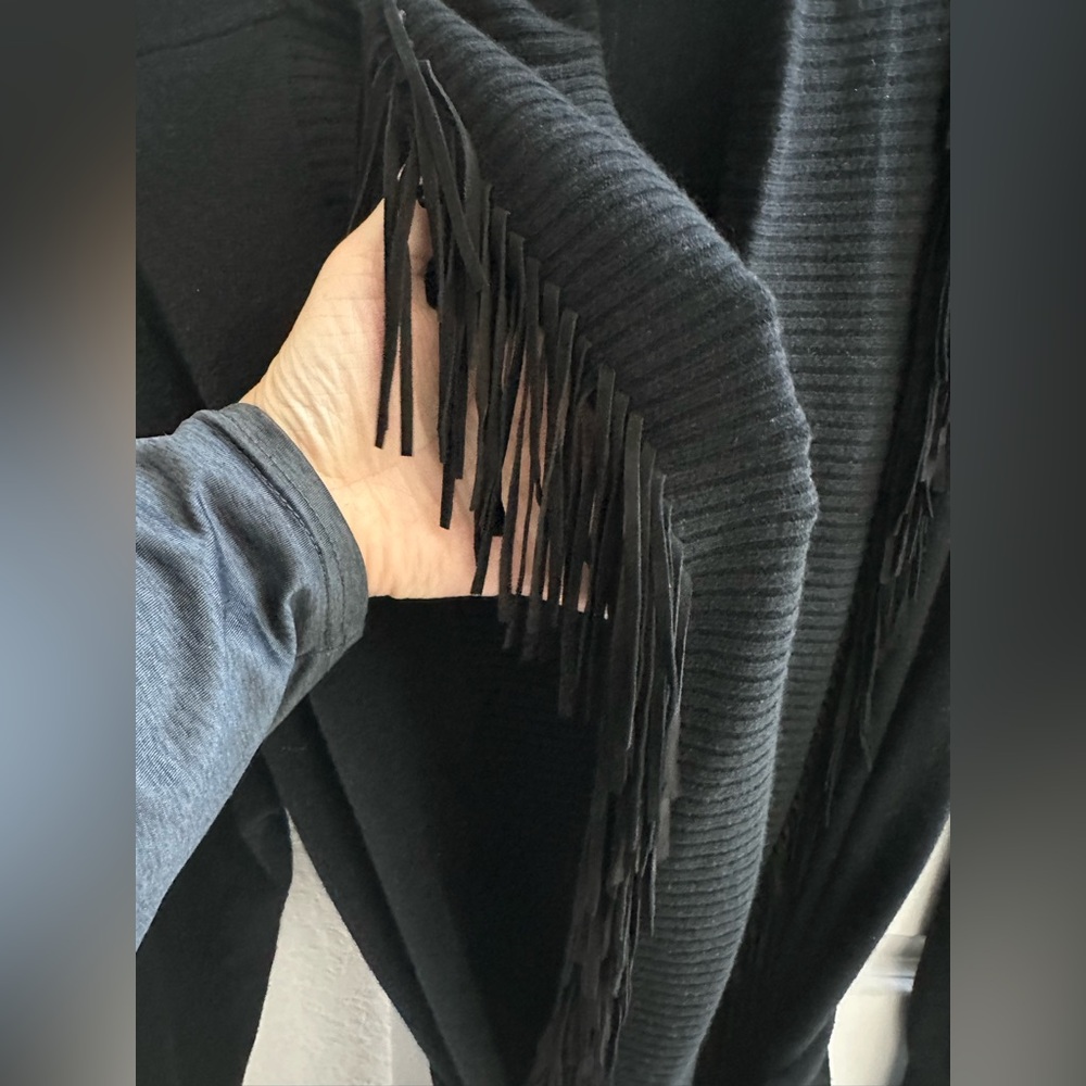 Neiman Marcus Black Open-Front Cardigan - Picture 5 of 7